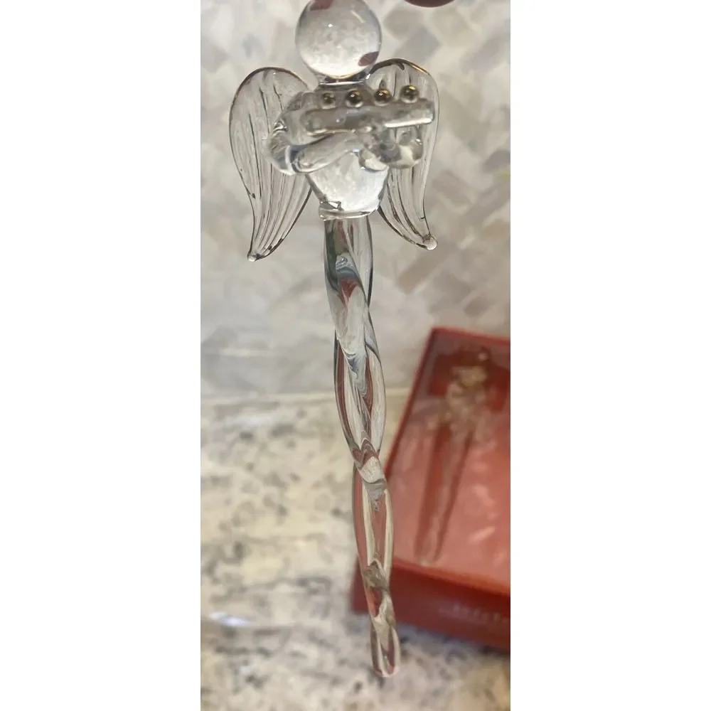 pier 1 Glass Icicle‎ Angle Ornaments Hand Made & Hand Painted. New 2 Box's